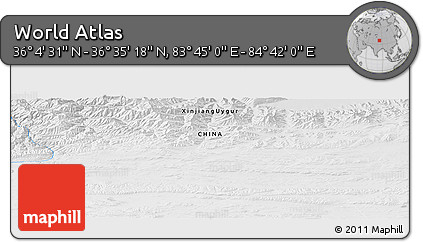 Physical Panoramic Map of the Area around 36° 19' 55" N, 84° 13' 29" E