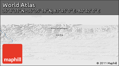 Physical Panoramic Map of the Area around 36° 19' 55" N, 84° 13' 29" E