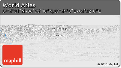Physical Panoramic Map of the Area around 36° 19' 55" N, 84° 13' 29" E