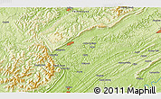 Physical 3D Map of the area around 36° 19' 55" N, 84° 4' 29" W