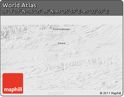 Physical 3D Map of the Area around 36° 19' 55" N, 85° 4' 29" E