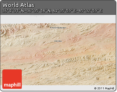 Satellite 3D Map of the Area around 36° 19' 55" N, 85° 4' 29" E