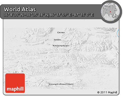 Physical 3D Map of the Area around 36° 19' 55" N, 86° 46' 30" E