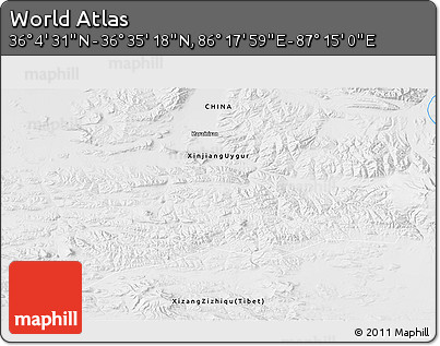 Physical 3D Map of the Area around 36° 19' 55" N, 86° 46' 30" E