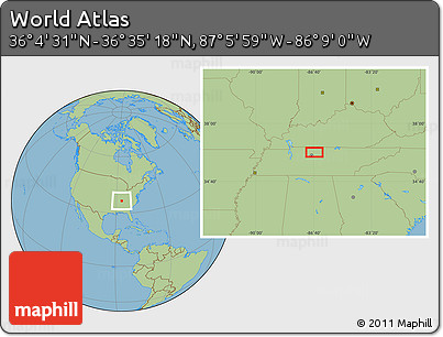 Savanna Style Location Map of the Area around 36° 19' 55" N, 86° 37' 30" W