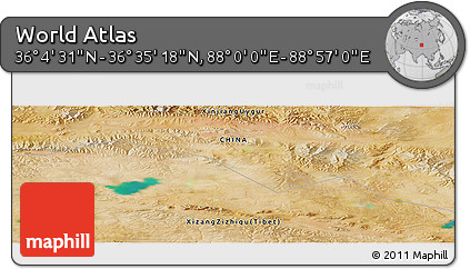 Satellite Panoramic Map of the Area around 36° 19' 55" N, 88° 28' 29" E