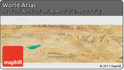 Satellite Panoramic Map of the Area around 36° 19' 55" N, 88° 28' 29" E