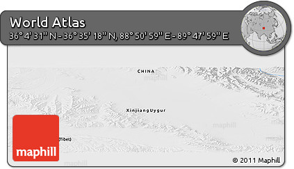 Physical Panoramic Map of the Area around 36° 19' 55" N, 89° 19' 29" E