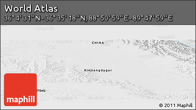 Physical Panoramic Map of the Area around 36° 19' 55" N, 89° 19' 29" E