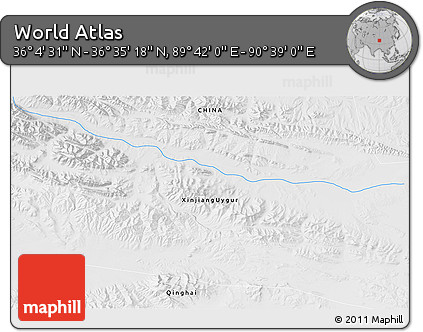 Physical 3D Map of the Area around 36° 19' 55" N, 90° 10' 30" E