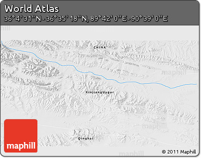 Physical 3D Map of the Area around 36° 19' 55" N, 90° 10' 30" E