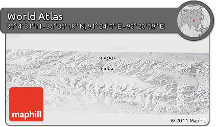 Physical Panoramic Map of the Area around 36° 19' 55" N, 91° 52' 30" E