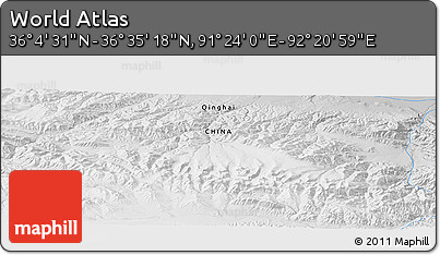 Physical Panoramic Map of the Area around 36° 19' 55" N, 91° 52' 30" E