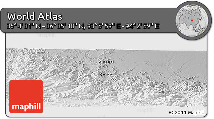 Physical Panoramic Map of the Area around 36° 19' 55" N, 93° 34' 29" E