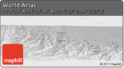 Physical Panoramic Map of the Area around 36° 19' 55" N, 93° 34' 29" E