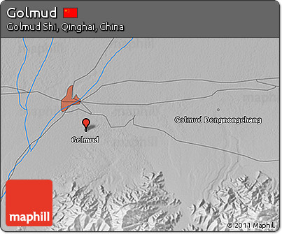 Physical 3D Map of Golmud