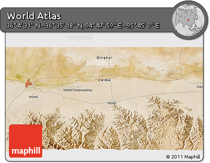 Satellite 3D Map of the Area around 36° 19' 55" N, 95° 16' 30" E