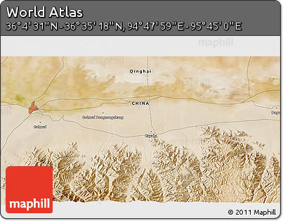Satellite 3D Map of the Area around 36° 19' 55" N, 95° 16' 30" E