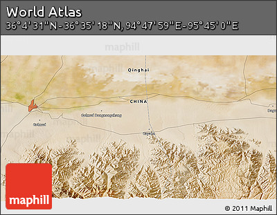 Satellite 3D Map of the Area around 36° 19' 55" N, 95° 16' 30" E