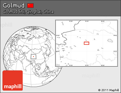Blank Location Map of Golmud