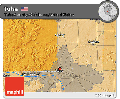 Political 3D Map of Tulsa