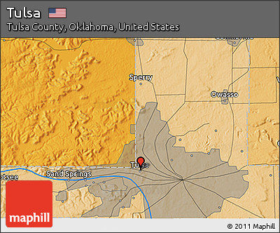 Political 3D Map of Tulsa