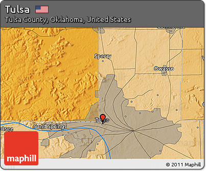 Political 3D Map of Tulsa