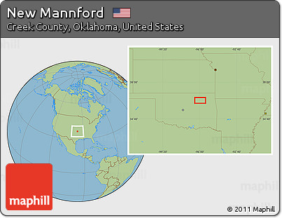 Savanna Style Location Map of New Mannford