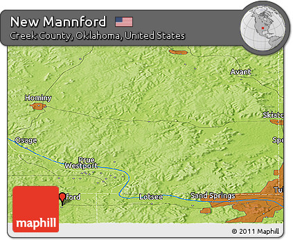 Physical Panoramic Map of New Mannford