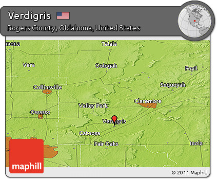 Physical Panoramic Map of Verdigris