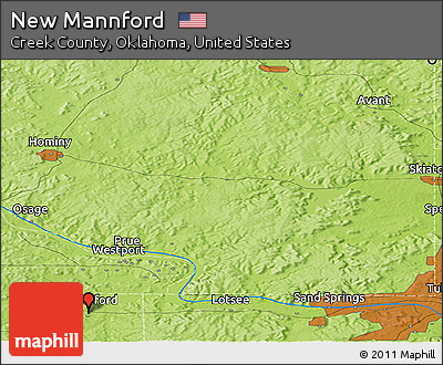 Physical Panoramic Map of New Mannford