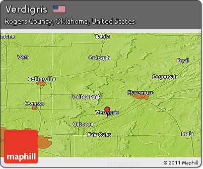 Physical Panoramic Map of Verdigris