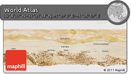 Satellite Panoramic Map of the Area around 36° 19' 55" N, 96° 7' 30" E