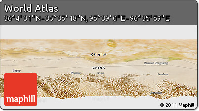 Satellite Panoramic Map of the Area around 36° 19' 55" N, 96° 7' 30" E