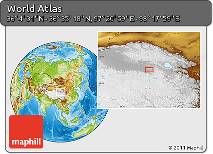 Physical Location Map of the Area around 36° 19' 55" N, 97° 49' 29" E