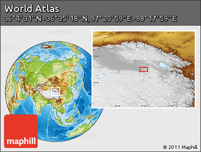 Physical Location Map of the Area around 36° 19' 55" N, 97° 49' 29" E