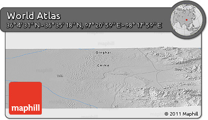 Physical Panoramic Map of the Area around 36° 19' 55" N, 97° 49' 29" E