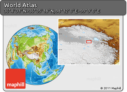 Physical Location Map of the Area around 36° 19' 55" N, 98° 40' 30" E