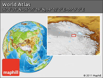 Physical Location Map of the Area around 36° 19' 55" N, 98° 40' 30" E