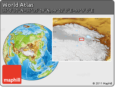 Physical Location Map of the Area around 36° 19' 55" N, 98° 40' 30" E