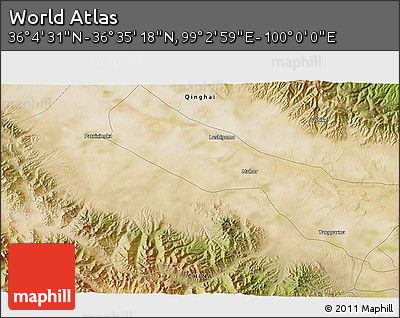 Satellite 3D Map of the Area around 36° 19' 55" N, 99° 31' 30" E