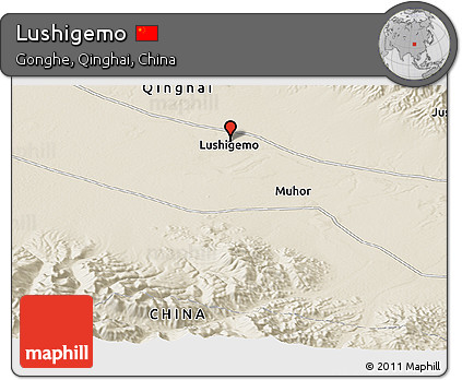 Shaded Relief Panoramic Map of Lushigemo