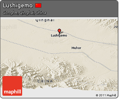 Shaded Relief Panoramic Map of Lushigemo