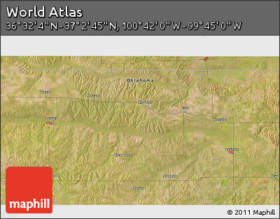 Satellite 3D Map of the Area around 36° 47' 25" N, 100° 13' 29" W