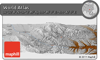Physical Panoramic Map of the Area around 36° 47' 25" N, 101° 13' 29" E
