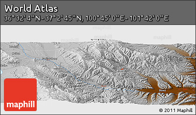 Physical Panoramic Map of the Area around 36° 47' 25" N, 101° 13' 29" E