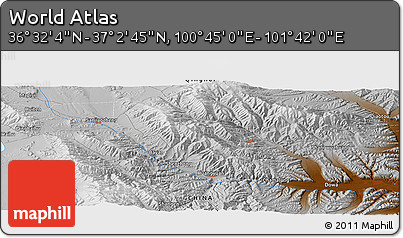 Physical Panoramic Map of the Area around 36° 47' 25" N, 101° 13' 29" E