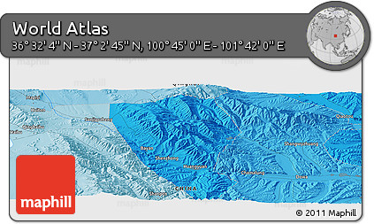 Political Panoramic Map of the Area around 36° 47' 25" N, 101° 13' 29" E