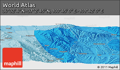 Political Panoramic Map of the Area around 36° 47' 25" N, 101° 13' 29" E