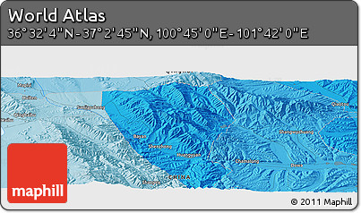 Political Panoramic Map of the Area around 36° 47' 25" N, 101° 13' 29" E